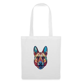 Schäferhund Kugel Hund Buntes Aquarell Tier - Stoffbeutel - Weiß - Vorne