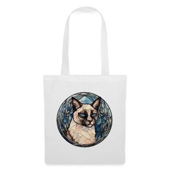 Schneeschuh-Katzenrasse Aquarell-Glasmalerei - Stoffbeutel - Weiß - Vorne