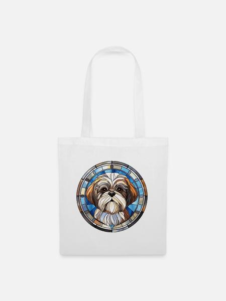 Shih Tzu Hunderasse Aquarellglas - Stoffbeutel - Weiß