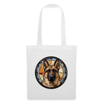 Deutscher Schäferhund Rasse Aquarellglas - Stoffbeutel - Weiß - Vorne