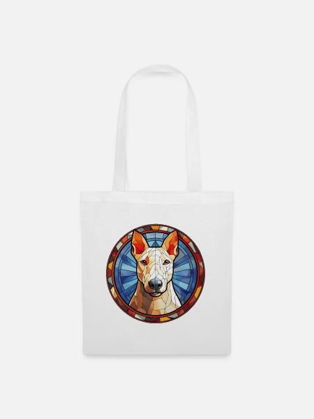 Bullterrier Hunderasse Aquarellglas - Stoffbeutel - Weiß