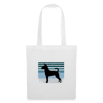 Decker Rat Terrier Hund Silhouette Retro Sonnenuntergang - Stoffbeutel - Weiß - Vorne