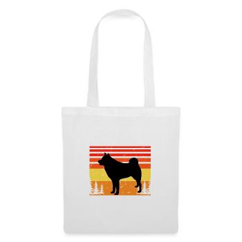 Finnischer Spitz Hundeliebhaber Silhouette Vintage Sonnenuntergang - Stoffbeutel - Weiß - Vorne