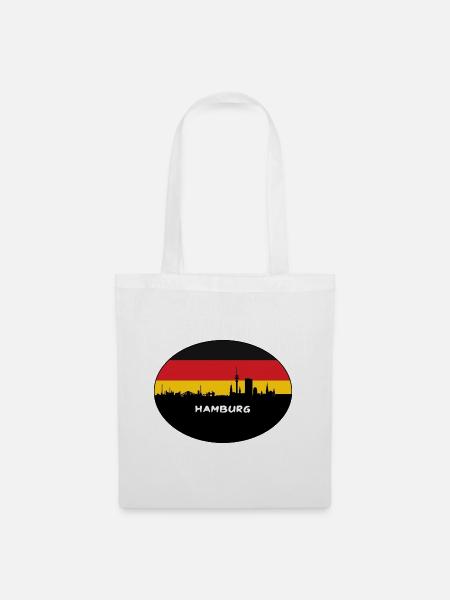 Hamburg Deutschland Flagge Skyline Silhouette Travel - Stoffbeutel - Weiß