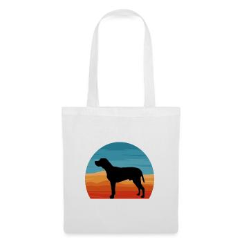 Braque du Bourbonnais Hund Silhouette Retro Sonnenuntergang - Stoffbeutel - Weiß - Vorne