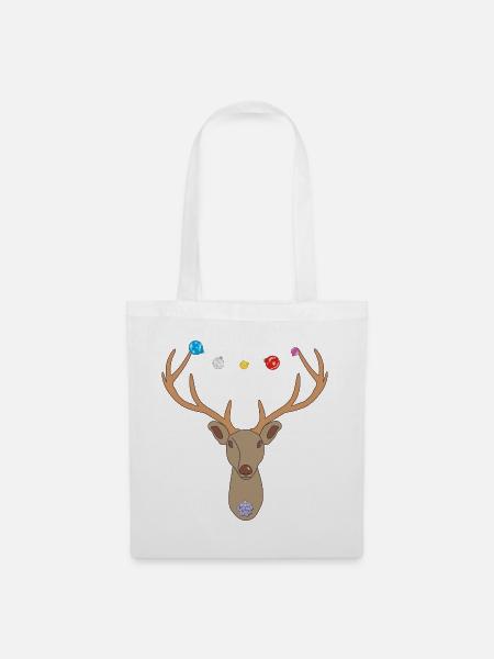 Hirsch Weihnachten, Weihnachtshirsch - Stoffbeutel - Weiß