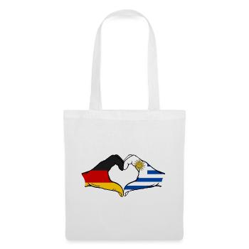 Deutschland Uruguay Flagge Hände Herzform - Stoffbeutel - Weiß - Vorne