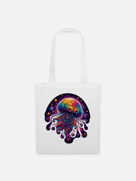Psychedelische kosmische Qualle - Stoffbeutel - Weiß