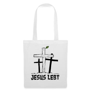 Jesus lebt - Kreuz Auferstehung Hoffnung Glaube - Stoffbeutel - Weiß - Vorne