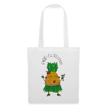 PiñaCutelada – süße Ananas mit Mocktail - Stoffbeutel - Weiß - Vorne