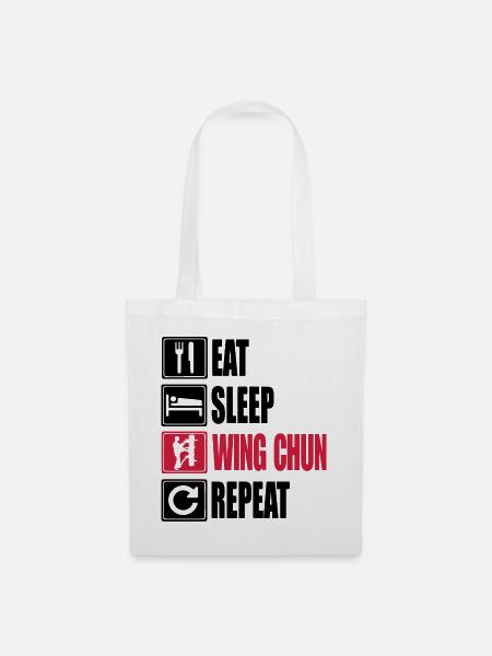 Eat-Sleep-WingChun-Repeat - Stoffbeutel - Weiß