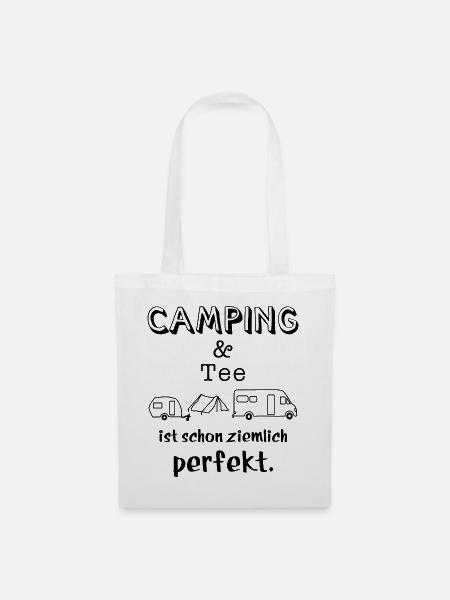 camping und tee - Stoffbeutel - Weiß