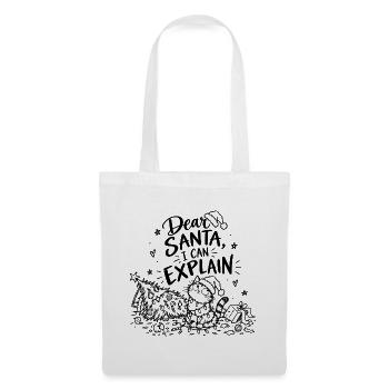 Dear Santa, I can explain – Weihnachtskatze Spruch - Stoffbeutel - Weiß - Vorne