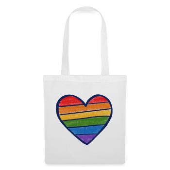 Regenbogenstolzherz - Stoffbeutel - Weiß - Vorne