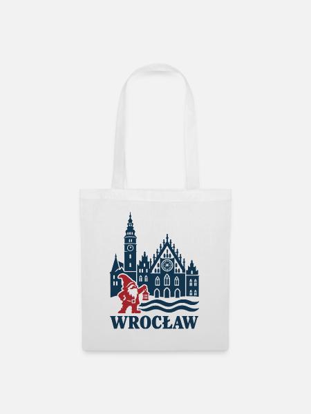 Wroclaw Zwerg und Rathaus - Stoffbeutel - Weiß