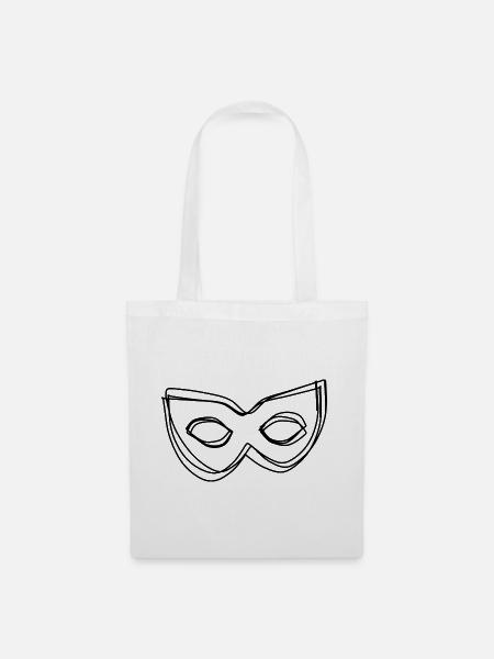 Maske handgezeichnet - Stoffbeutel - Weiß