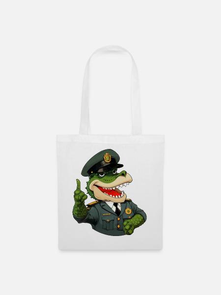 Krokodil Polizist - Stoffbeutel - Weiß