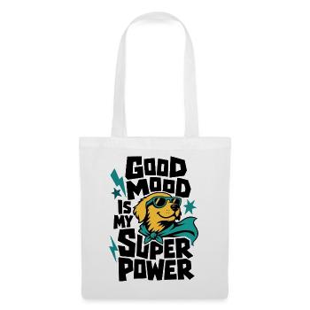 Hund als Superheld – Good Mood Is My Super Power - Stoffbeutel - Weiß - Vorne