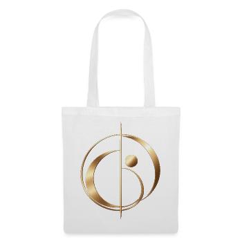 Business Elegance – Elegantes Gold-Emblem - Stoffbeutel - Weiß - Vorne