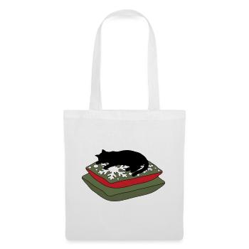 gatto_nero_dorme_sopra_due_cuscini - Stoffbeutel - Weiß - Vorne