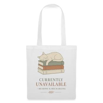 Schläfrige Katze auf Büchern - Stoffbeutel - Weiß - Vorne