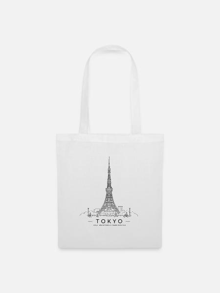 Tokyo Tower Line Art - Stoffbeutel - Weiß