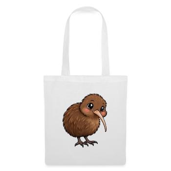 Kawaii Kiwi – Süßer Vogel aus Neuseeland - Stoffbeutel - Weiß - Vorne