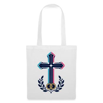 Neon Kreuz mit Lorbeerring - Stoffbeutel - Weiß - Vorne