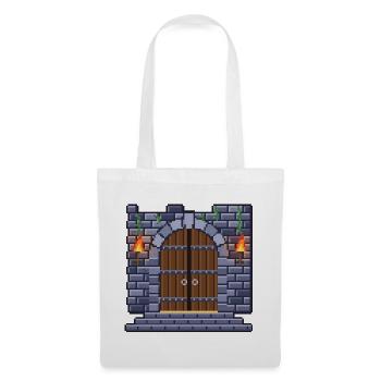 Pixel Art Kerkertor mit zwei brennenden Fackeln - Stoffbeutel - Weiß - Vorne