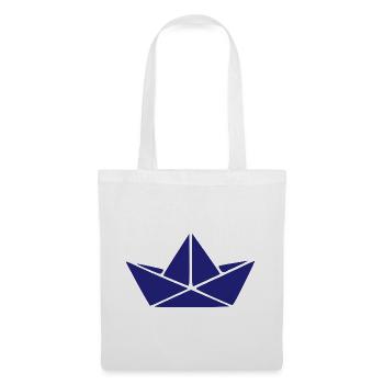 Maritimes Papierschiff Origami Boot Geschenk - Stoffbeutel - Weiß - Vorne