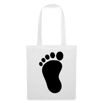 Babyfuß schwarz Geschenk zur Geburt Taufe - Stoffbeutel - Weiß - Vorne