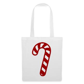 Zuckerstange Süßigkeiten Geschenk Weihnachten - Stoffbeutel - Weiß - Vorne