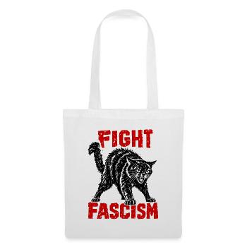 Fight Fascism Katze Antifaschismus Punk Statement - Stoffbeutel - Weiß - Vorne