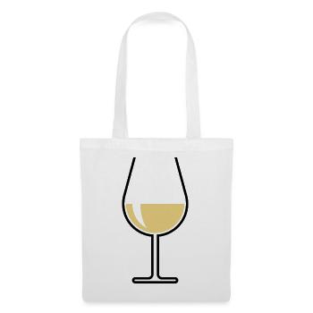 Weißweinglas Bauchig Offen (Weißwein / Wein / 2C) - Stoffbeutel - Weiß - Vorne