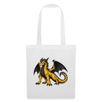 Goldener Drache – Majestätischer Fantasy Drache - Stoffbeutel - Weiß - Vorne