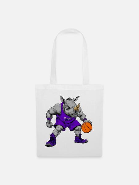 Basketball Nashorn Rhino - Stoffbeutel - Weiß