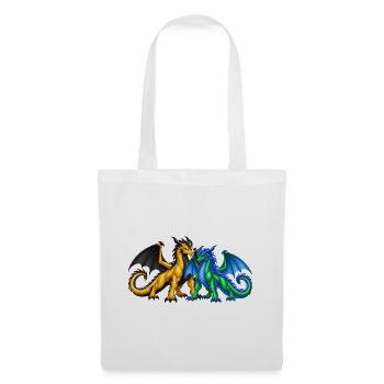 Drachenpaar in Liebe – Romantische Fantasy Drachen - Stoffbeutel - Weiß - Vorne