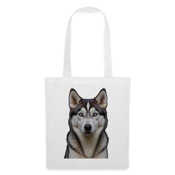 Eisblauer Husky Blick - Stoffbeutel - Weiß - Vorne