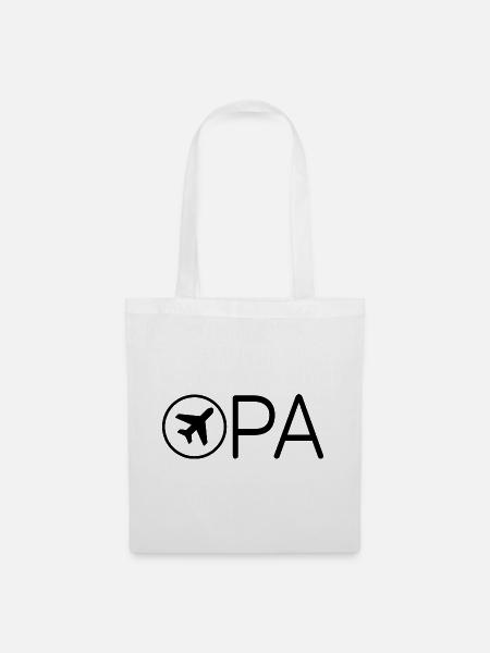 Opa mit Flugzeug – Schwarz - Stoffbeutel - Weiß