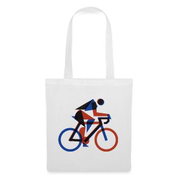 Bauhaus Geometric Cyclist Retro Risograph Art - Stoffbeutel - Weiß - Vorne