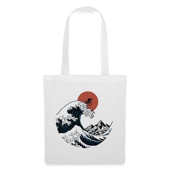 Japanische Ukiyo-e Gravel Bike Wave Art - Stoffbeutel - Weiß - Vorne