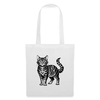 Getigerte Katze - Stoffbeutel - Weiß - Vorne