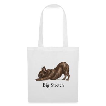 Big Stretch Französische Bulldogge Beim Dehnen - Stoffbeutel - Weiß - Vorne