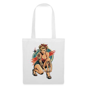 Rockabilly Pin-Up: Old School Tattoo Style - Stoffbeutel - Weiß - Vorne