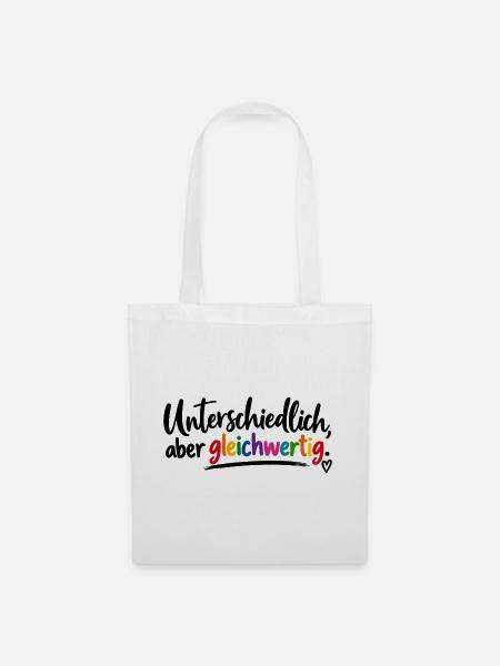 Unterschiedlich, aber gleichwertig - Stoffbeutel - Weiß