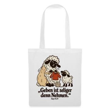Strickerin Schaf Geben ist seliger denn Nehmen - Stoffbeutel - Weiß - Vorne