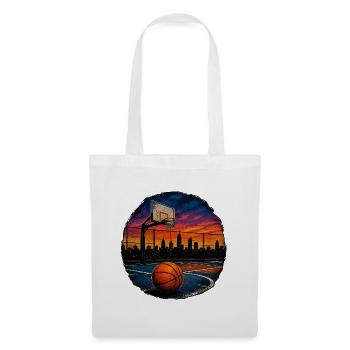 Streetball Court Vintage Basketball Skyline Shirt - Stoffbeutel - Weiß - Vorne