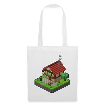 Taverne als 3D Pixel Art mit Bierkrug Schild - Stoffbeutel - Weiß - Vorne