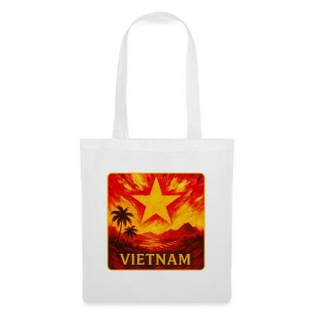 Vietnam mit gelbem Stern und Reisterrassen - Stoffbeutel - Weiß - Vorne
