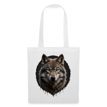 Wolfsblick Digitalporträt - Stoffbeutel - Weiß - Vorne